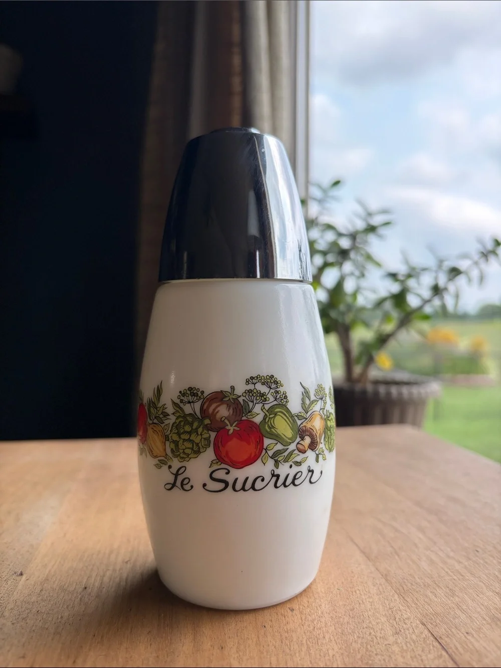 Vintage 1970 Corning Le Sucrier Spice of Life Sugar Shaker, 6” tall